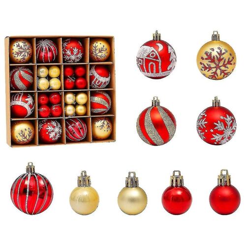 44pcs Christmas Ball Ornaments Shatterproof Christmas Baubles Shiny Printed Decorative Balls Christ