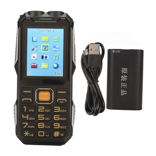 2.4in 1.3MP Grand Bouton Double Carte Senior Téléphone Portable Bluetooth 2G SOS Grand Bouton Téléphone Portable Âgé 3000mAh Noir