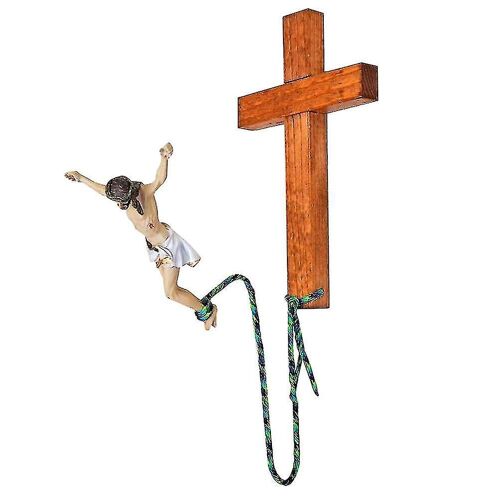 Mur suspendu Jésus Croix Décor intérieur chrétien Bungee Sauter Jésus Croix suspendue