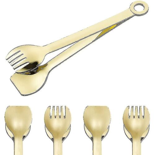 Set Of 4 Gold-Plated Small Serving Tongs - Mini Appetizer Tongs Made Of Stainless Steel