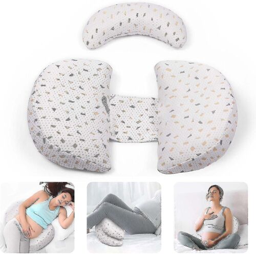 Oreiller de grossesse, oreiller de maternité à cale étagé avec taie d'oreiller réglable, amovible et lavable, coussin de soutien abdominal