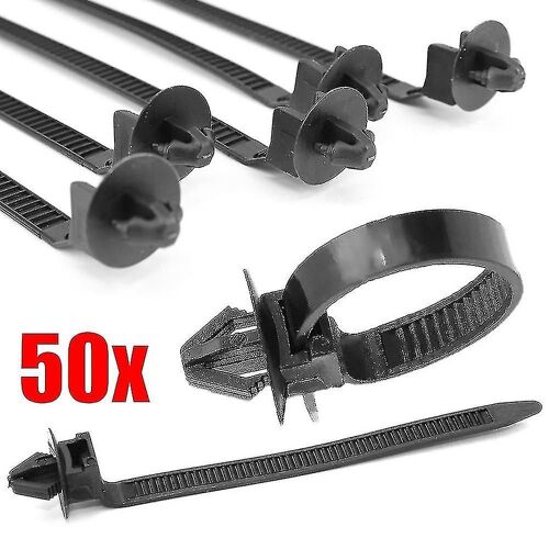 50pcs Car Cable Fastening Wire Ties Clips Nylon Auto Cable Strap Push Mount Wire Tie Retainer Clip Clamp