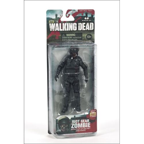 Walking Dead - Serie 4 - Figurine Riot Police Zombie Casque (13cm)
