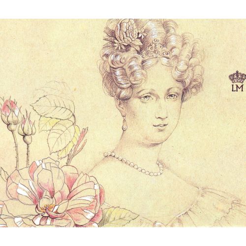 Belgique 1988 : Reine Louise Marie : Rose "Thé Blanc Souffré" : Feuillet-Cartonné Monogramme Lm Avec Feuillet  Intérieur  Monogramme Lm Neuf **  Rare