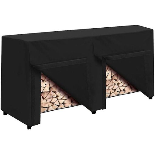 Range-bûches 102 CM Support Tubulaire Métallique Robuste pour Bois de Chauffage Montage Facile Range-bûches pour Patio Noir