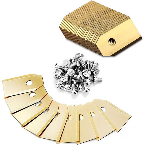 Lame Robot Tondeuse,30 Lames de Rechange Universelles,Couteau de Rechange pour Tondeuses à Gazon Robotiques Husqvarna,avec Vis(Or)