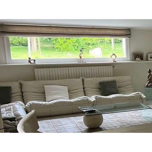 Vends Salon Ligne Roset Togo 3 Chauffeuses 2 Places, Une Chauffeuse Une Place, Un Angle Une Place. Cuir Blanc Cassé , Excellent État 