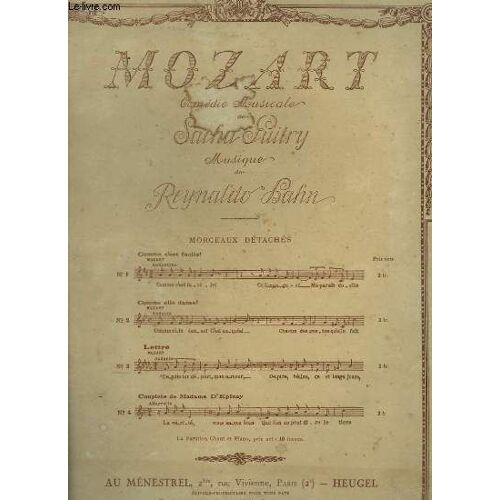 Mozart N°3 : Lettre - Piano Et Chant.