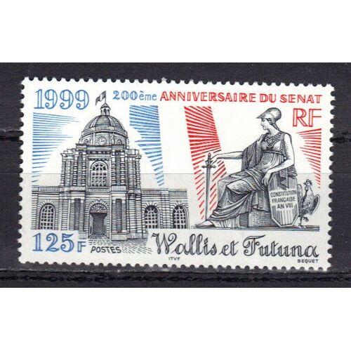 Wallis Et Futuna 1999 : Bicentenaire Du Sénat : Façade De L'édifice, Allégorie - Timbre 125 F. Rouge, Noir Et Bleu Neuf **