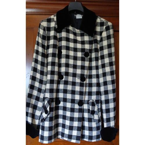 Belle Veste N&B Classic À Carreaux Noir Et Blanc.Femme T40