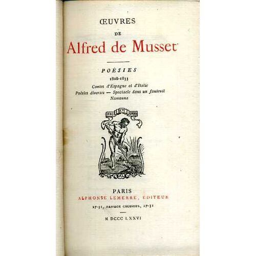 Oeuvres De Alfred De Musset Poesies 1828-1833