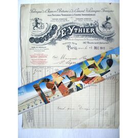 Facture De Dec 1911: Fabrique De Chanvre Bitumé Et De Ciment Volcanique Français E.Ythier 147 Boulevard Sérurier Paris 19e.