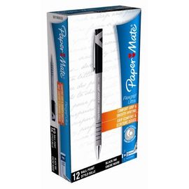 Papermate Flexgrip Stylo À Bille Pointe Moyenne Encre Noire Corps Caoutchouc À Capuchon Lot De 12