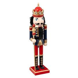 Casse Noisette En Bois Bleu Et Rouge 38 Cm.