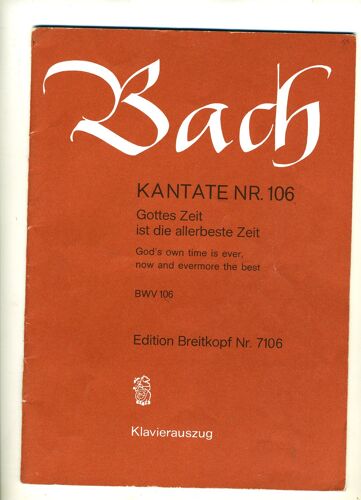 Bach Cantates Kantate N° 106 Bwv 106 Ed N° 7106 Gottes Zeit