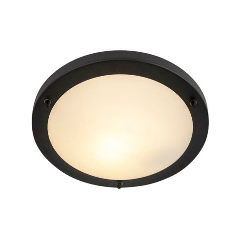 Qazqa Moderne Plafonnier Intelligent Noir Avec Wifi A60 Ip44 - Yuma 31 Verre /Acier Noir Rond / Extã©Rieur / Jardin / Luminaire / Lumiere / ÃClairage / Intã©Rieur / Salon / Cuisine E27 Max. 1 X 9 Watt