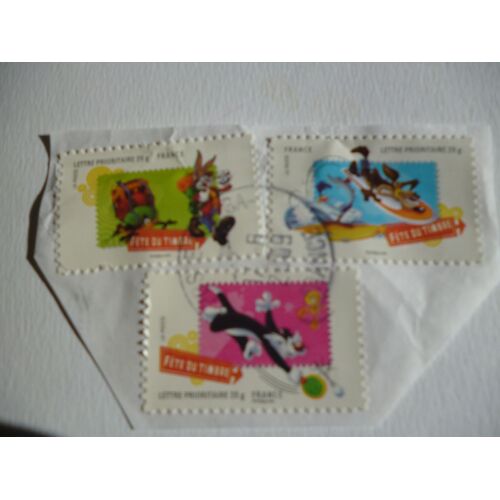 Timbres "Lot De 3 Timbres :Fête Du Timbre :Animaux De Films Animés.2009.