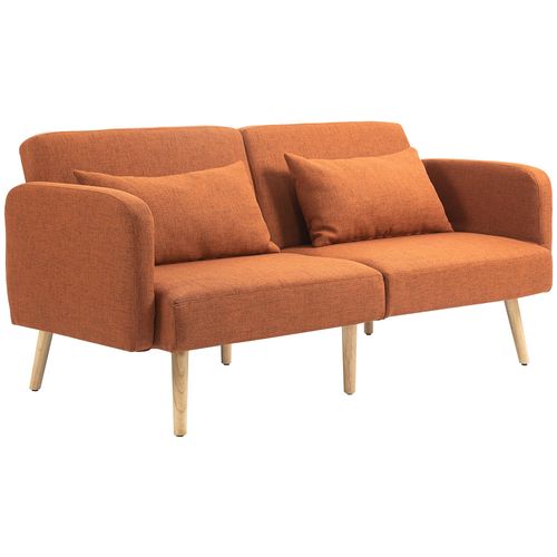 Canapé Convertible 3 Places Scandinave Inclinable Tissu Ocre Havane