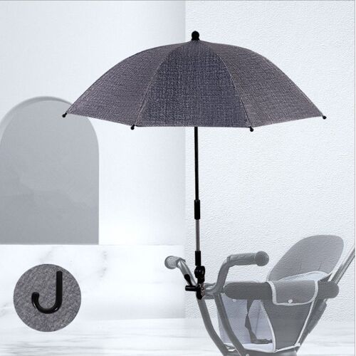 Ombrelle Universelle Poussette Et Landau - Parasol Poussette Avec Protection Solaire Uv 50+ / Diamètre 75 Cm / Flexible - Gris