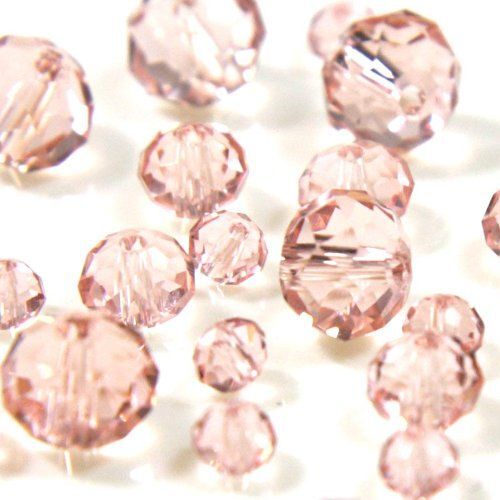 Perles Toupies En Cristal De Bohême - Lot De 50, Couleur Rose