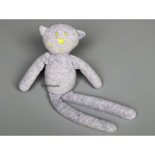 Doudou chat gris jaune Bout'Chou