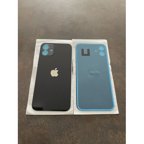 Vitre Arrière Iphone 12 Noir Avec Logo Et Adhésif De Fixation Qualité Premium