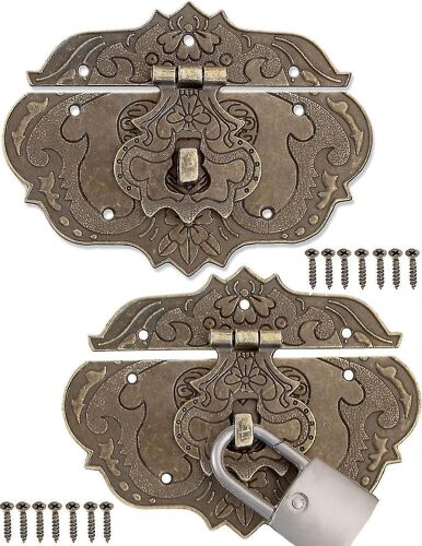 2x Serrures Anciennes, Serrures De Meubles, Raccords De Cadenas Sur Boîtes 75 X 58 Mm