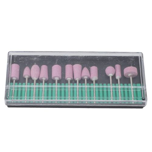 12Pcs Outil de meulage de pierre monté sur abrasif rotatif Meuleuse Polisseuse Forets pour le ponçage Ébavurage