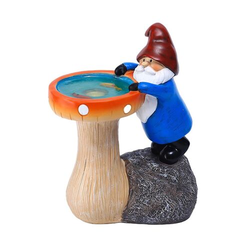 Dwarf Watching Fish Figurine Bright Colors Artistic Decor For Indoor & Outdoor Decor