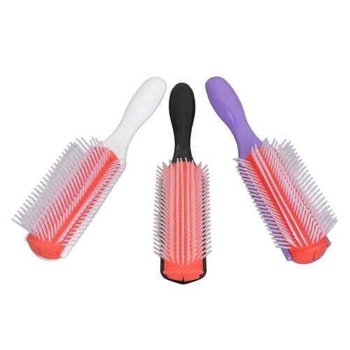 3pcs 9 Rangée De Brosse À Cheveux Massage Du Cuir Chevelu Démêlant Amovible Coiffage Brosse À Cheveux Peigne Pour Salon De Coiffure À Domicile