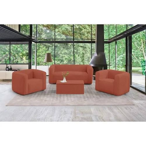 Table Basse Coffre Terracotta - Terracotta - Pliante, Rectangulaire, Laquée - 96x38.5x45.5 Cm