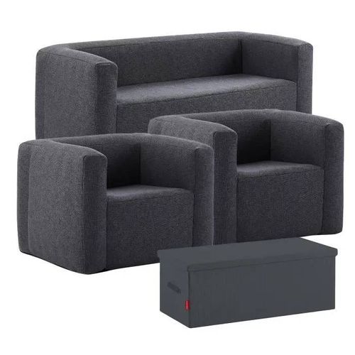 Set Canapé, Fauteuils Et Table Gonflables - Terracotta - Gris Foncé - Intérieur Et Extérieur