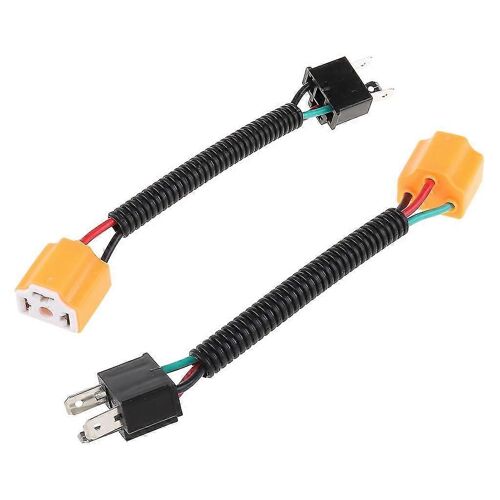 2pcs Car Lighting H4 9003 Ceramic Wire Harness Plug Cable Headlights Connector