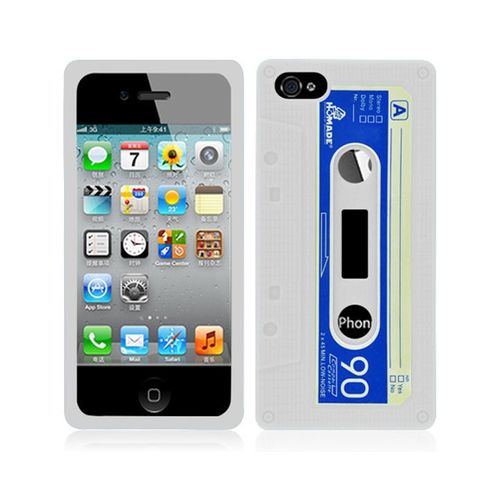 Housse Silicone Aspect Cassette Audio En Relief Iphone 4 Et 4s