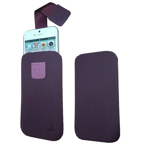 Housse Pouch Suédine Coloris Prune Pour Iphone 5