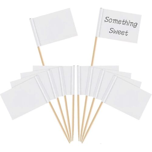 100 Pièces Blanc Blank Cure-Dent Drapeaux Marqueurs De Fromage Étiquettes Alimentaires Pour Party Buffet Étiquettes De Fromage Pour Charcuterie Board Cheese Board Accessoires Flag T