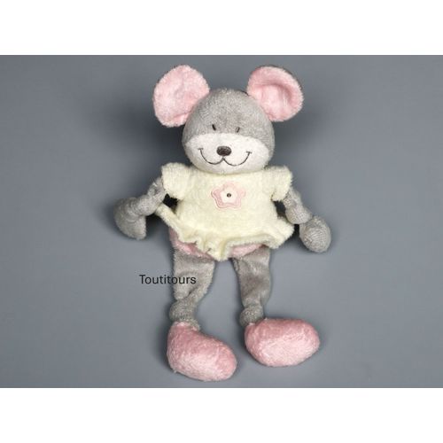 Doudou souris gris blanc rose Nicotoy