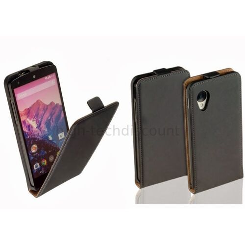 Housse etui coque pochette PU cuir fine pour Google Nexus 5 + film ecran - NOIR