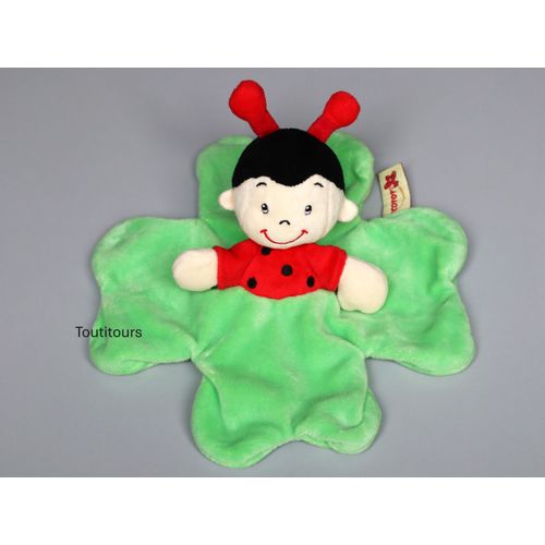 Doudou coccinelle plat rouge vert Nicotoy