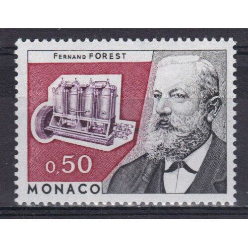Monaco 1974 : Hommage À Fernand Forest (1851-1914), Inventeur - Timbre 50 C. Noir, Carmin Et Lilas-Rouge Neuf **