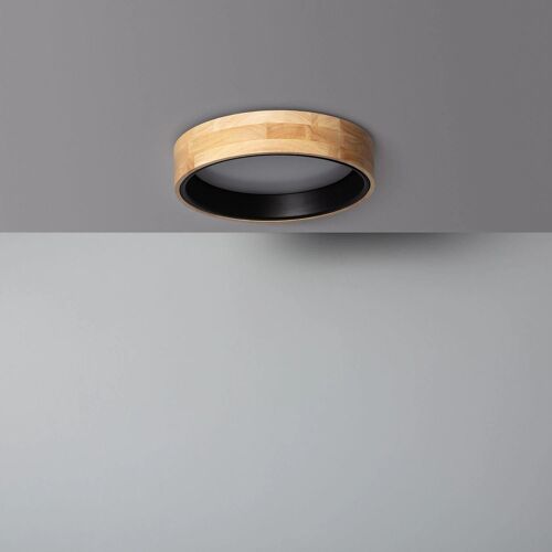 Plafonnier Led Rond Bois 15w Cct Sélectionnable Dari Ø370 Mm Noir