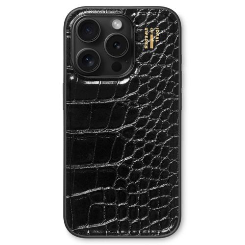 Ideal Of Sweden Coque Vegan Leather Iphone 15 Pro Black Croco