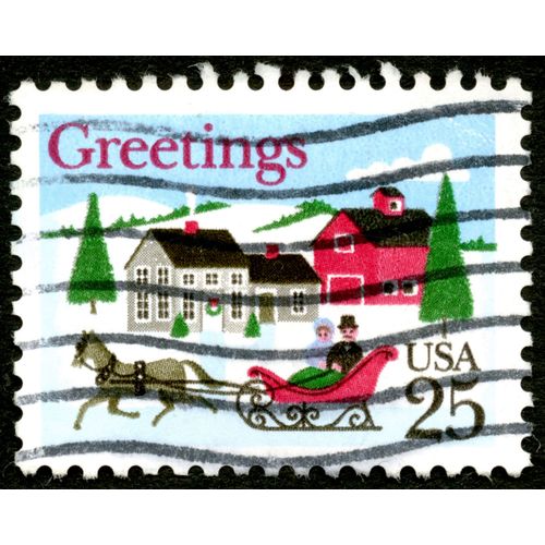Timbre Oblitéré Usa 25 Greetings