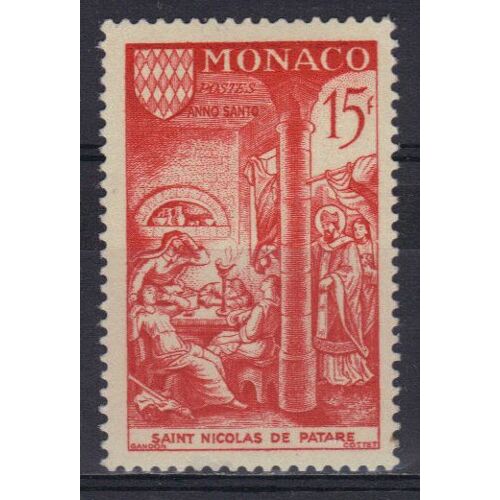 Monaco 1951 : Année Sainte : Saint Nicolas De Patare - Timbre 15 F. Vermillon Neuf *
