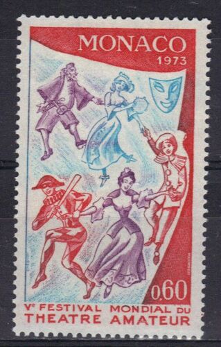 Monaco 1973 : 5è Festival Mondial Du Théâtre Amateur - Timbre 60 C. Rouge, Lilas Et Turquoise Neuf **