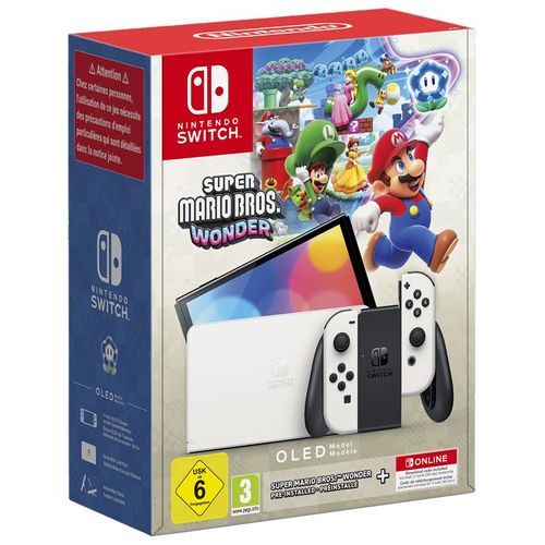 Console Nintendo Switch OLED avec Super Mario Bross Wonder + 12 mois d'abonnement Nintendo Switch Online