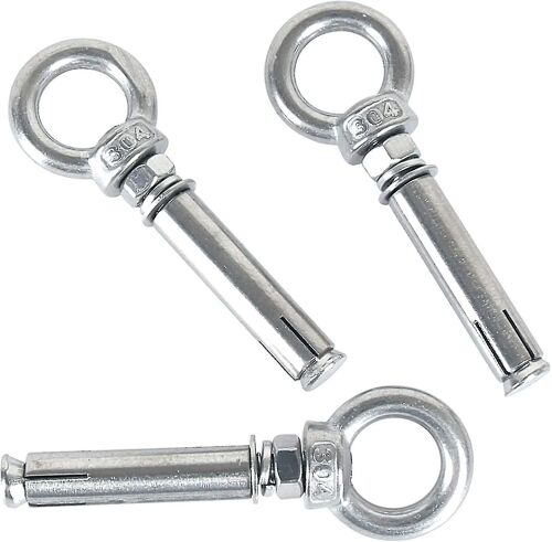 Boulons d'expansion M8 X 60mm Manchon en acier Eye Bolt 304 Béton inoxydable Expansion Anchor Eye Vis Chevilles Boulons 5-pack