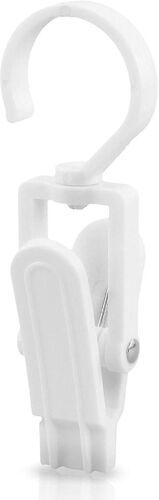 12pcs White Plastic Portable Strong Swivel Hook Multi-functional Clips Laundry Hooks Clothes Pins Hanging Curtain Clips Beach Towel Clips