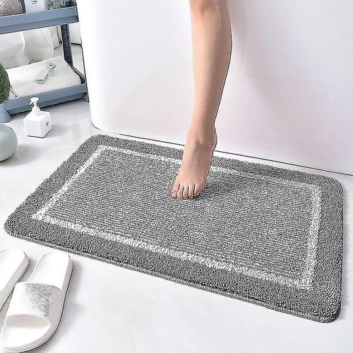 Non-Slip Bath Mat, Soft Microfiber Bath Mat, Machine Washable Absorbent Shower Mat, 40 X 60 Cm, Gray