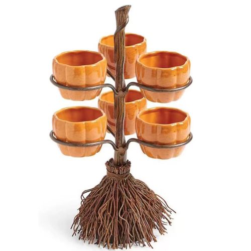 Support de Bol Citrouille Halloween – Présentoir Balai Porte-Bonbons & Collations